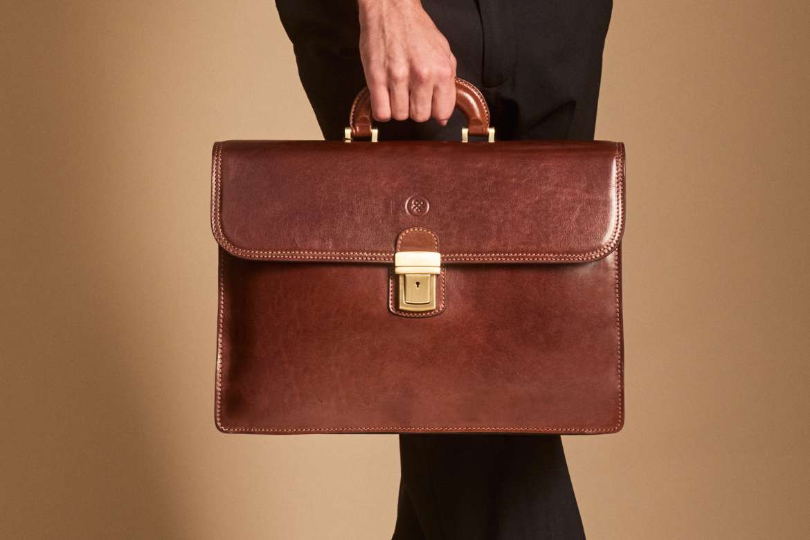 Brown Leather Briefcase:
